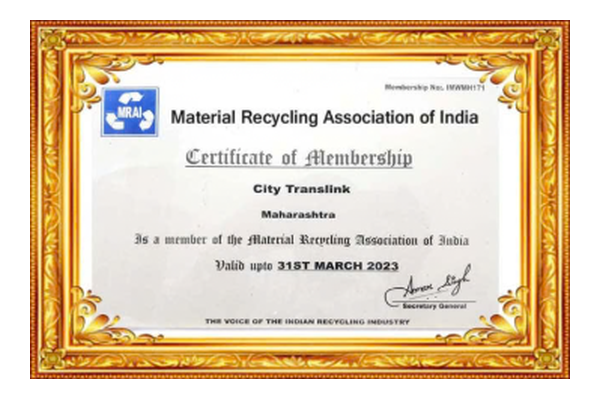 MRAI Certificate of Membership